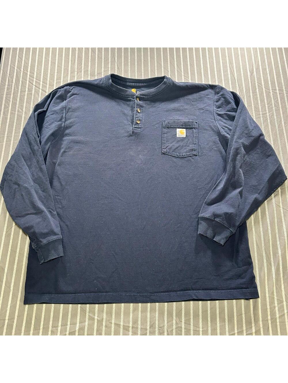Carhartt Shirt Mens 2XL Navy Blue Original Fit Utility Workwear